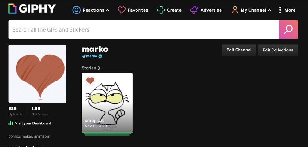 La chaîne Giphy de Marko — 526 GIF, 1,9 milliard de vues